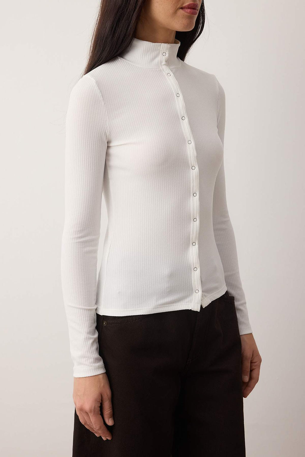 Ekru Onu Full C?tc?t Kapama Kaskorse Fitted/Vucuda Oturan Orme Bluz TWOAW26BZ00329 - Trendyolmilla фото 3