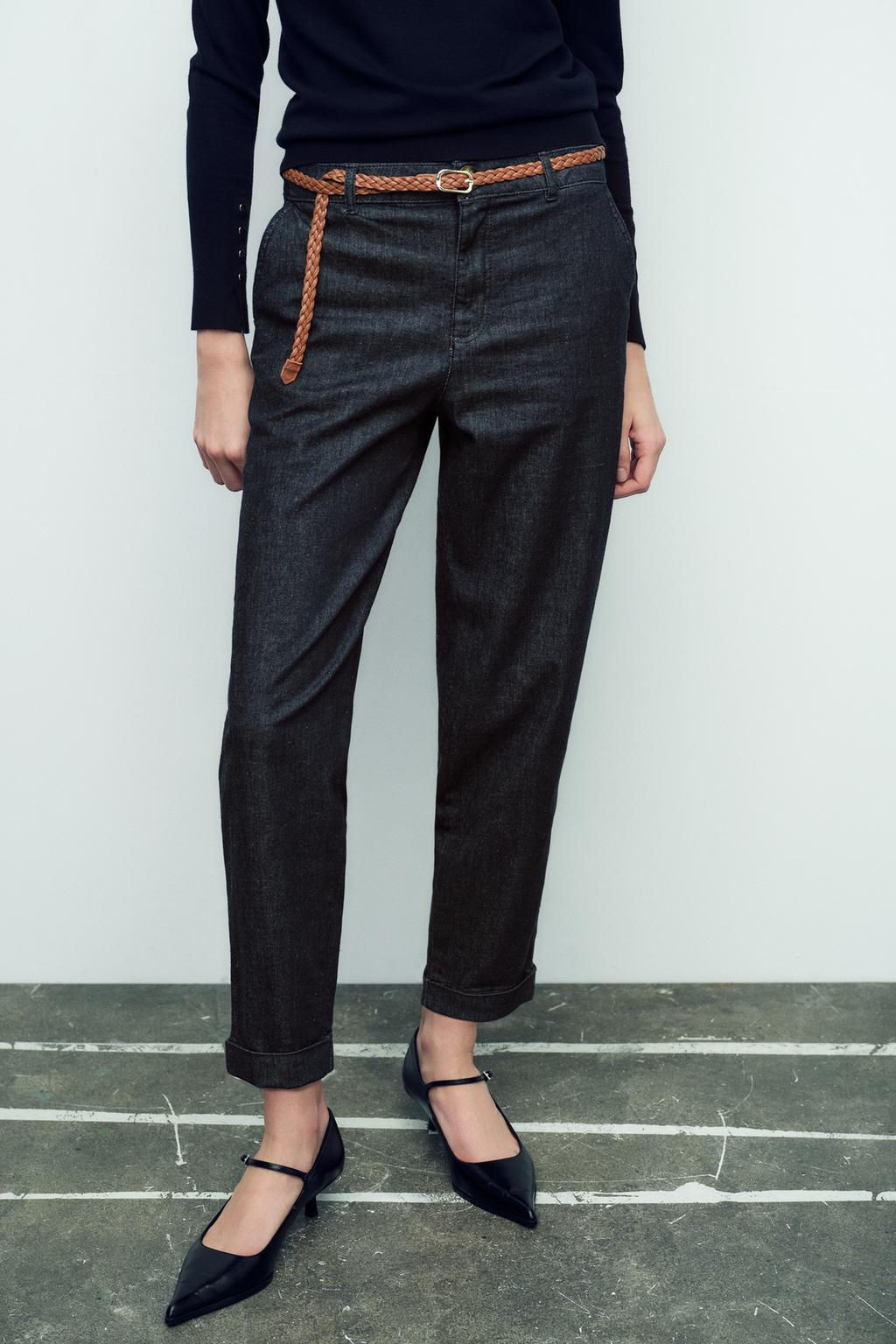 CHINO TROUSERS WITH BRAIDED BELT - Zara фото 2