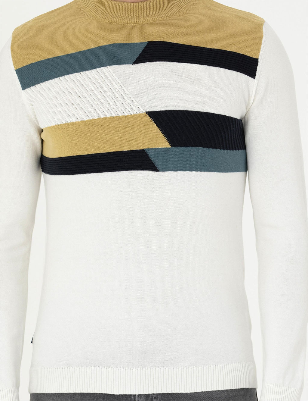 Ekru Slim Fit Yar_m Bal_k__ Yaka Triko Kazak - Pierre cardin фото 6