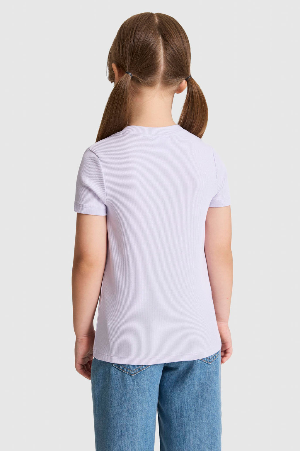 K_z _ocuk Lila Bisiklet Yaka Basic Ti__rt