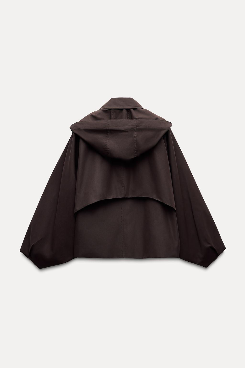 ZW COLLECTION SHORT HOODED TRENCH COAT - Zara фото 8