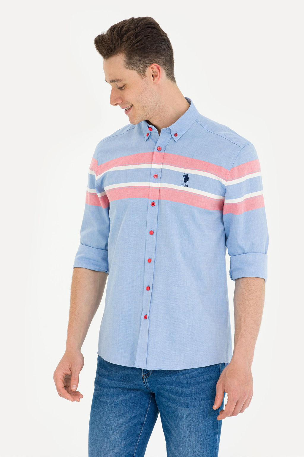 U. S. Polo Assn Мужская синяя рубашка с длинным рукавом - U.s. polo assn фото 3