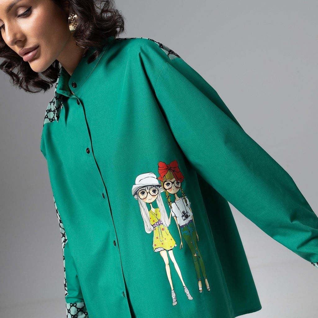 Рубашка комбинированная с сеткой, Моя философия  шик