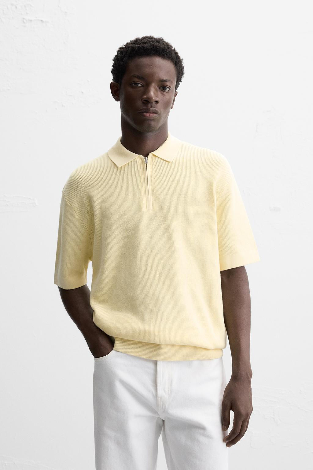 PEARL KNIT POLO SHIRT WITH ZIP - Zara фото 26