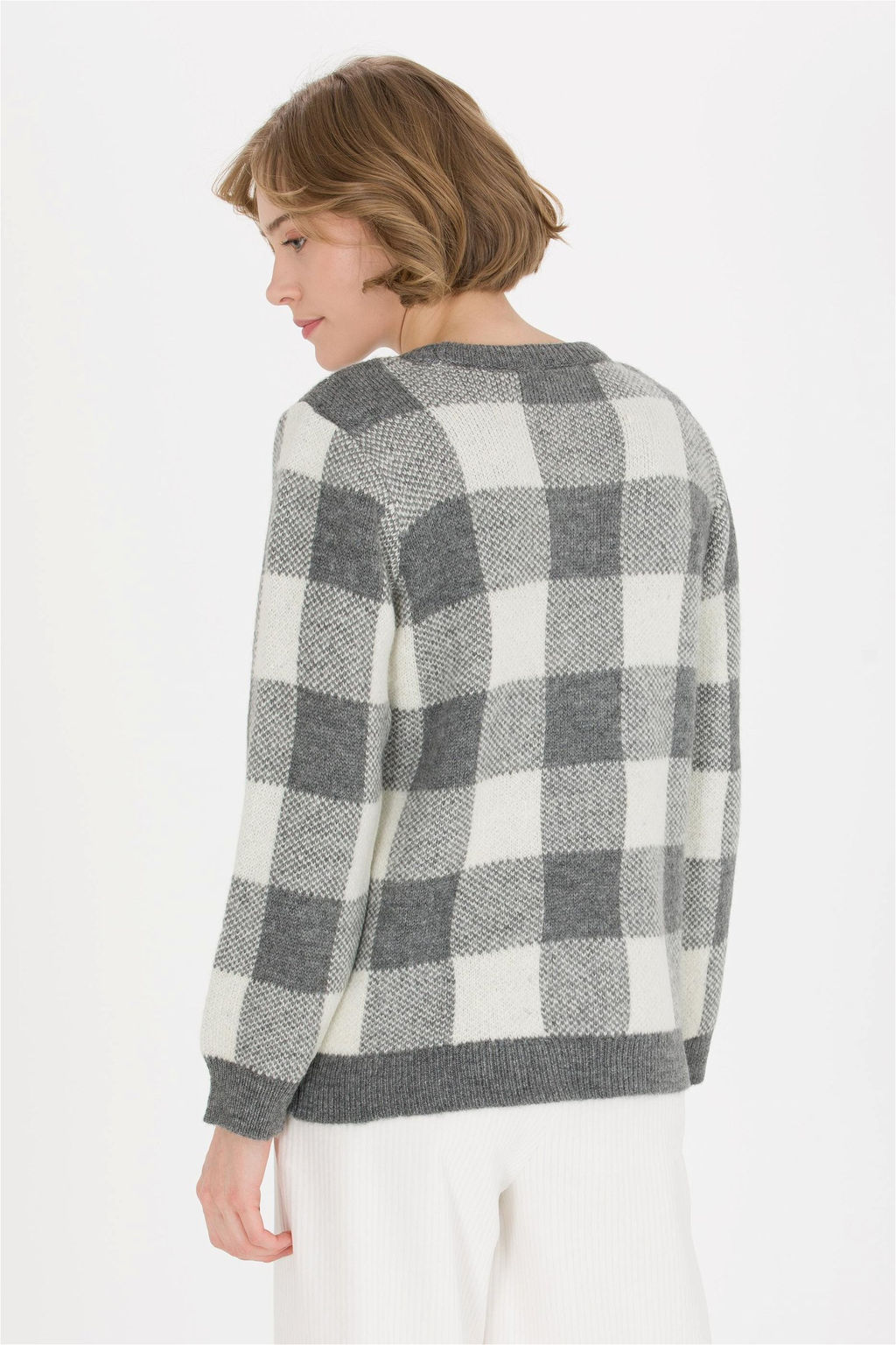 U. S. Polo Assn Женский серый меланжевый свитер с круглым вырезом - U.s. polo assn фото 11