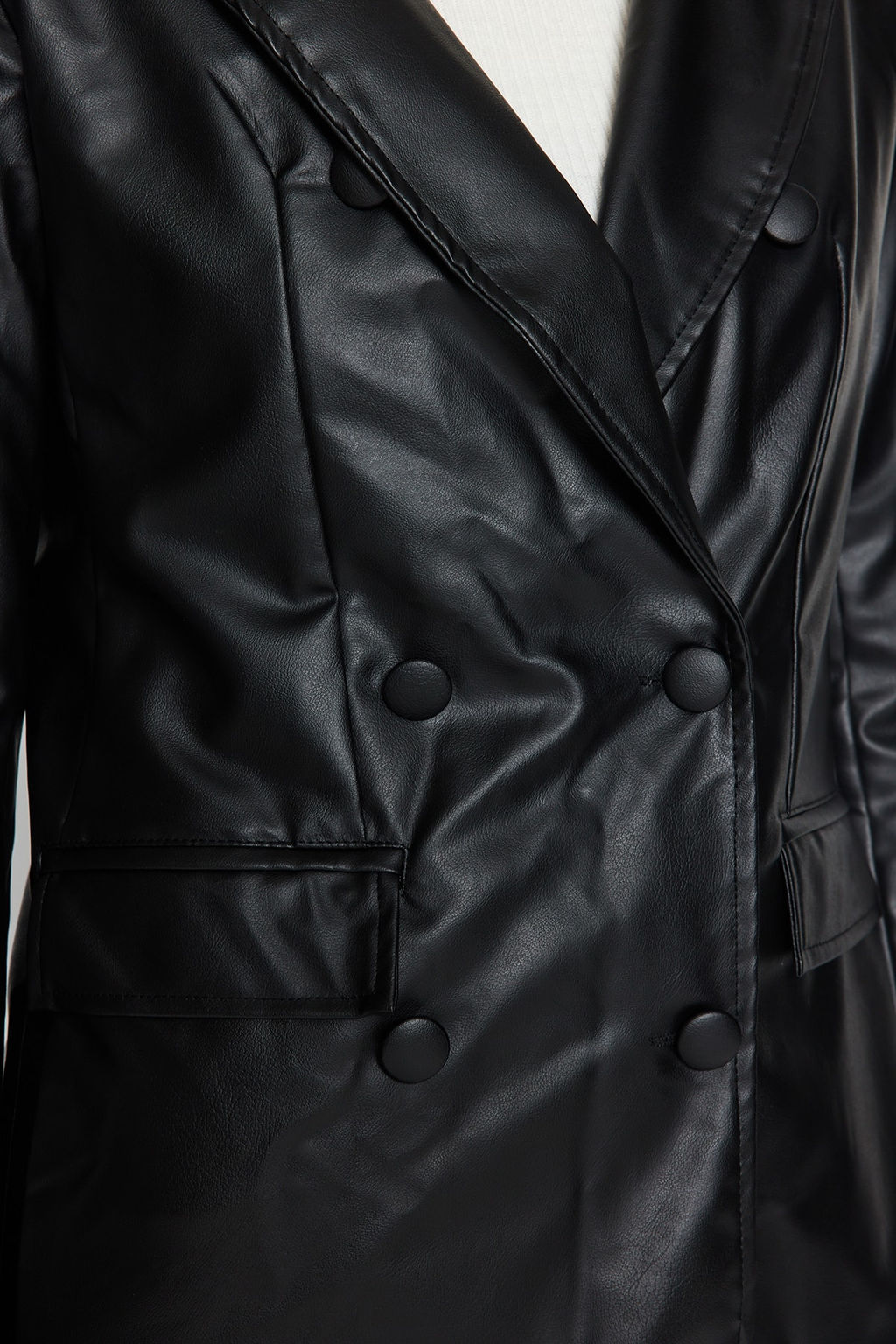Trendyolmilla Fusya Suni Deri Kruvaze Kapama Astarl? Dokuma Blazer Ceket TWOAW21CE0156