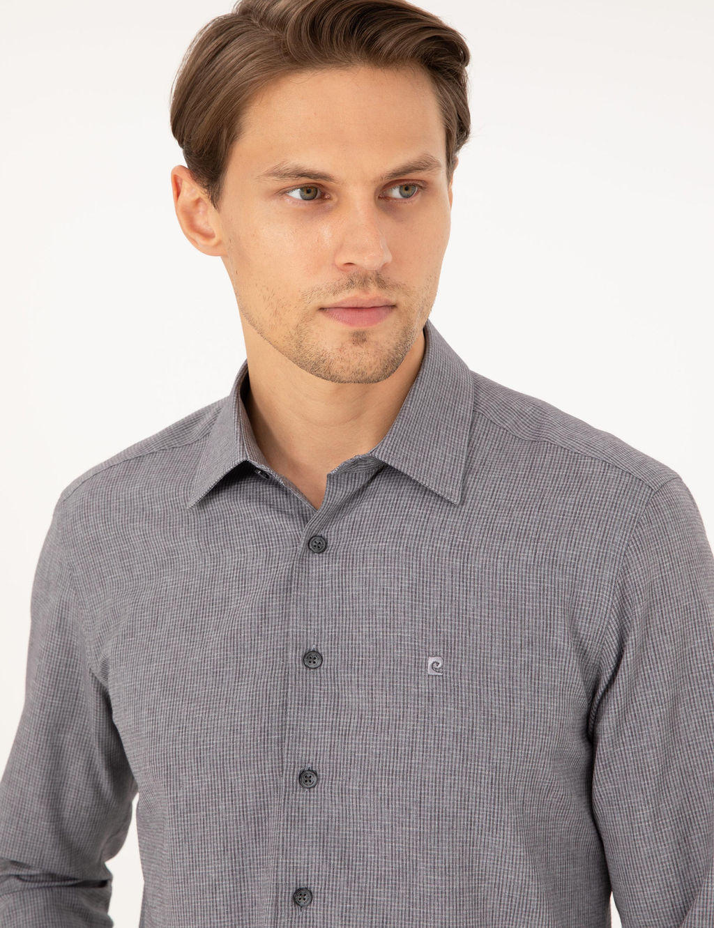 Antrasit Slim Fit Uzun Kollu G_mlek