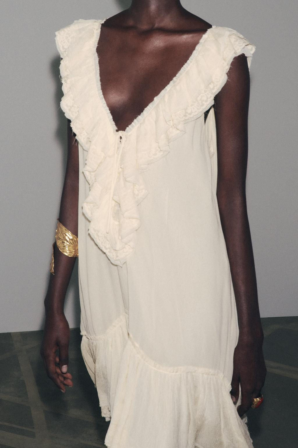 ZW COLLECTION LACE RUFFLE DRESS - Zara фото 4