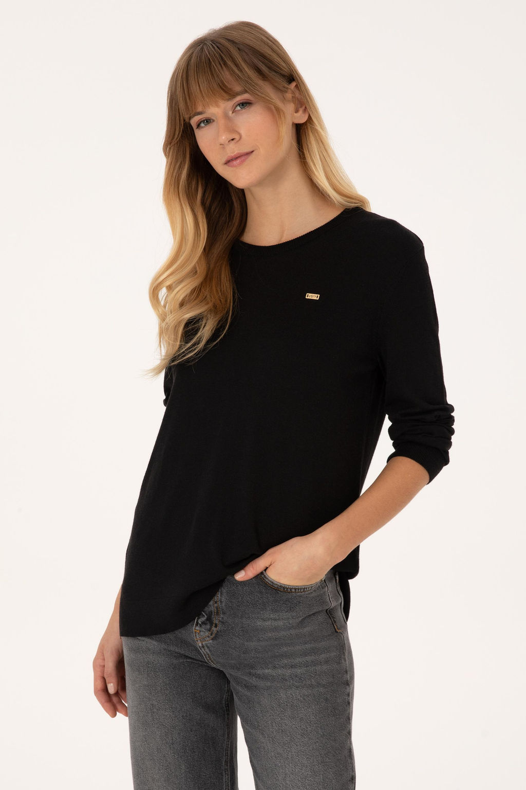 Kad_n Siyah Basic Kazak