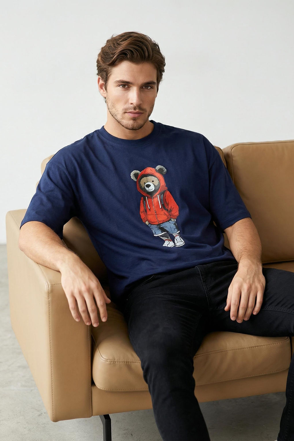 TRENDYOL MAN Ekru Unisex Oversize/Genis Kesim Ay?c?k Bask?l? %100 Pamuklu T-Shirt TMNSS25TS00158 - Trendyolmilla фото 26