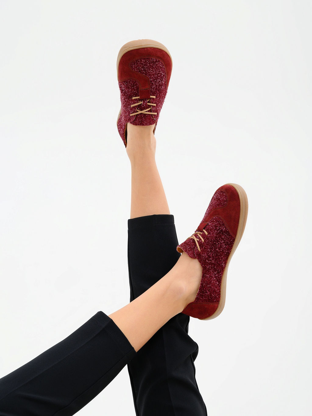 Босоногие туфли 188.natabr.Бордовый джангл+бордовая замша