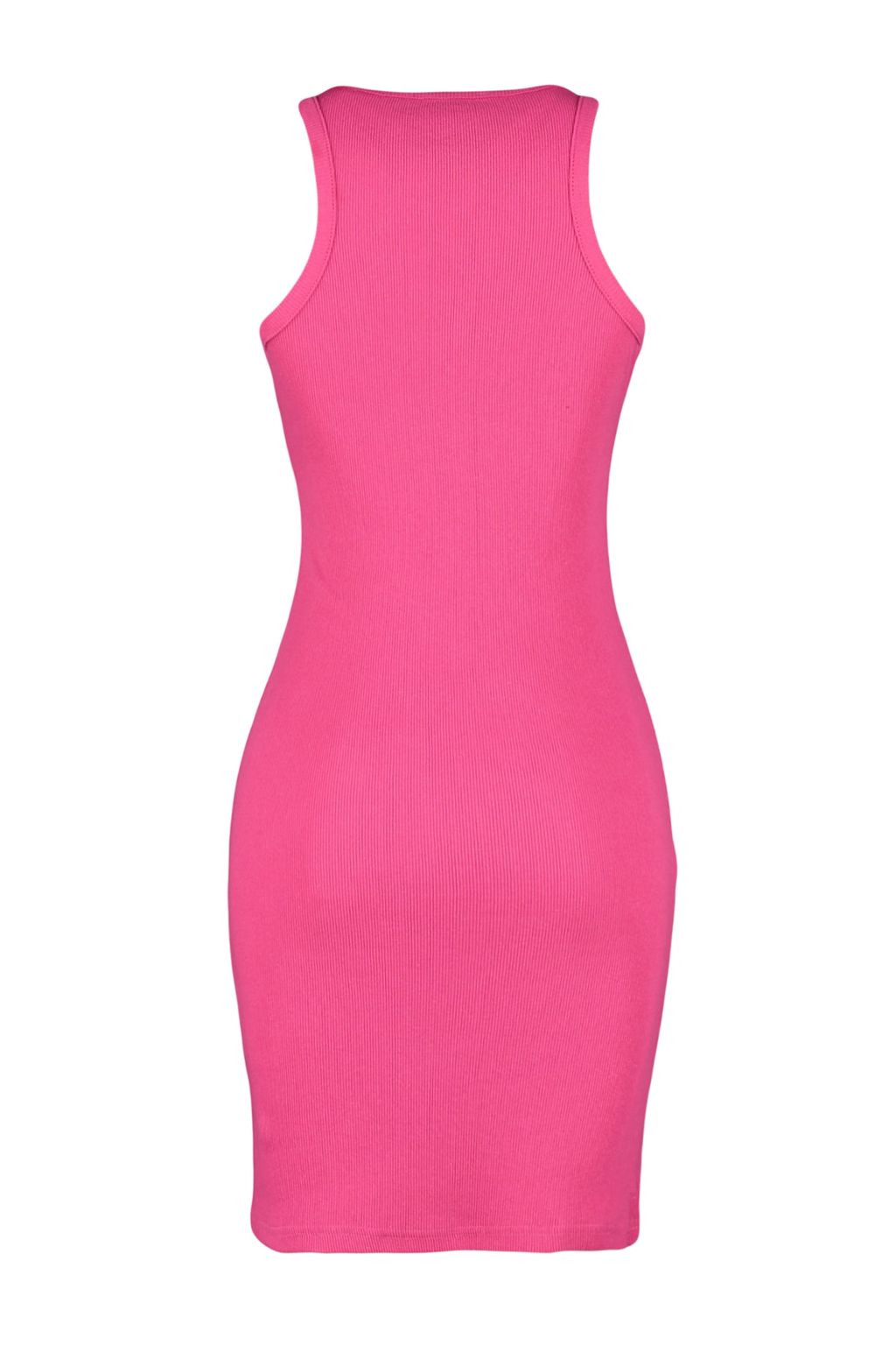 Pembe Fitilli Kollar? Volanl? Bodycone/Vucuda Oturan Esnek Mini Orme Kalem Elbise TWOSS23EL00303