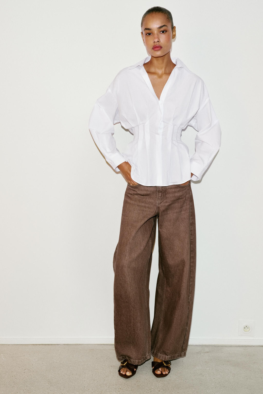 POPLIN SHIRT WITH PLEATS - Zara фото 12
