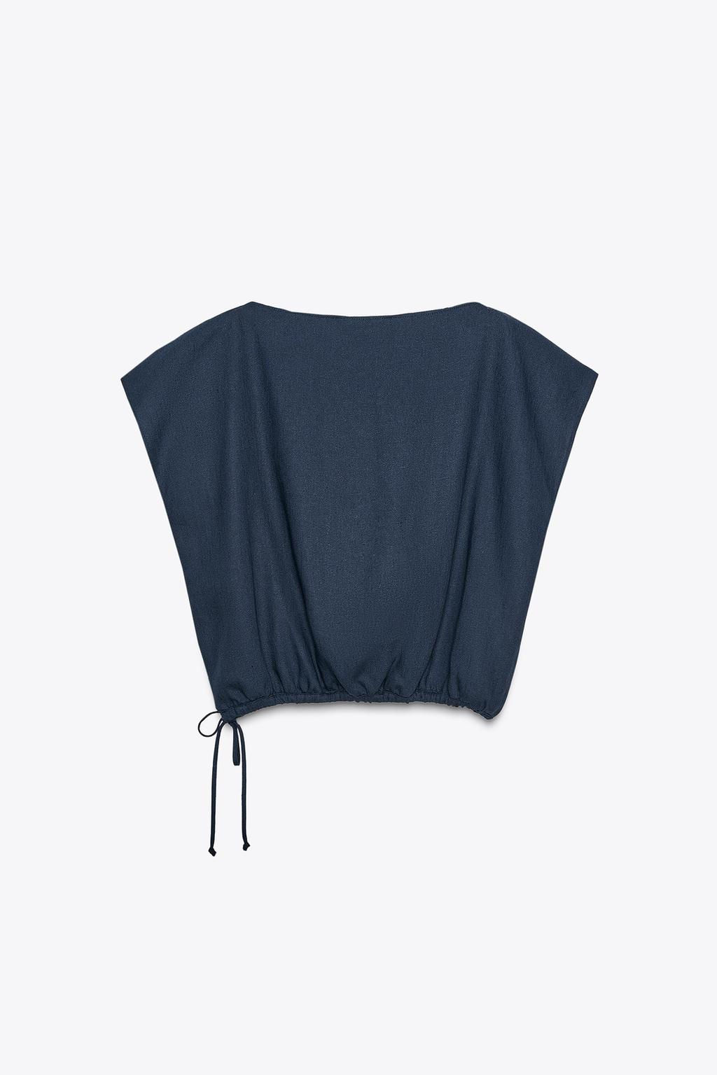 ZW COLLECTION LINEN TOP WITH TIES - Zara фото 6