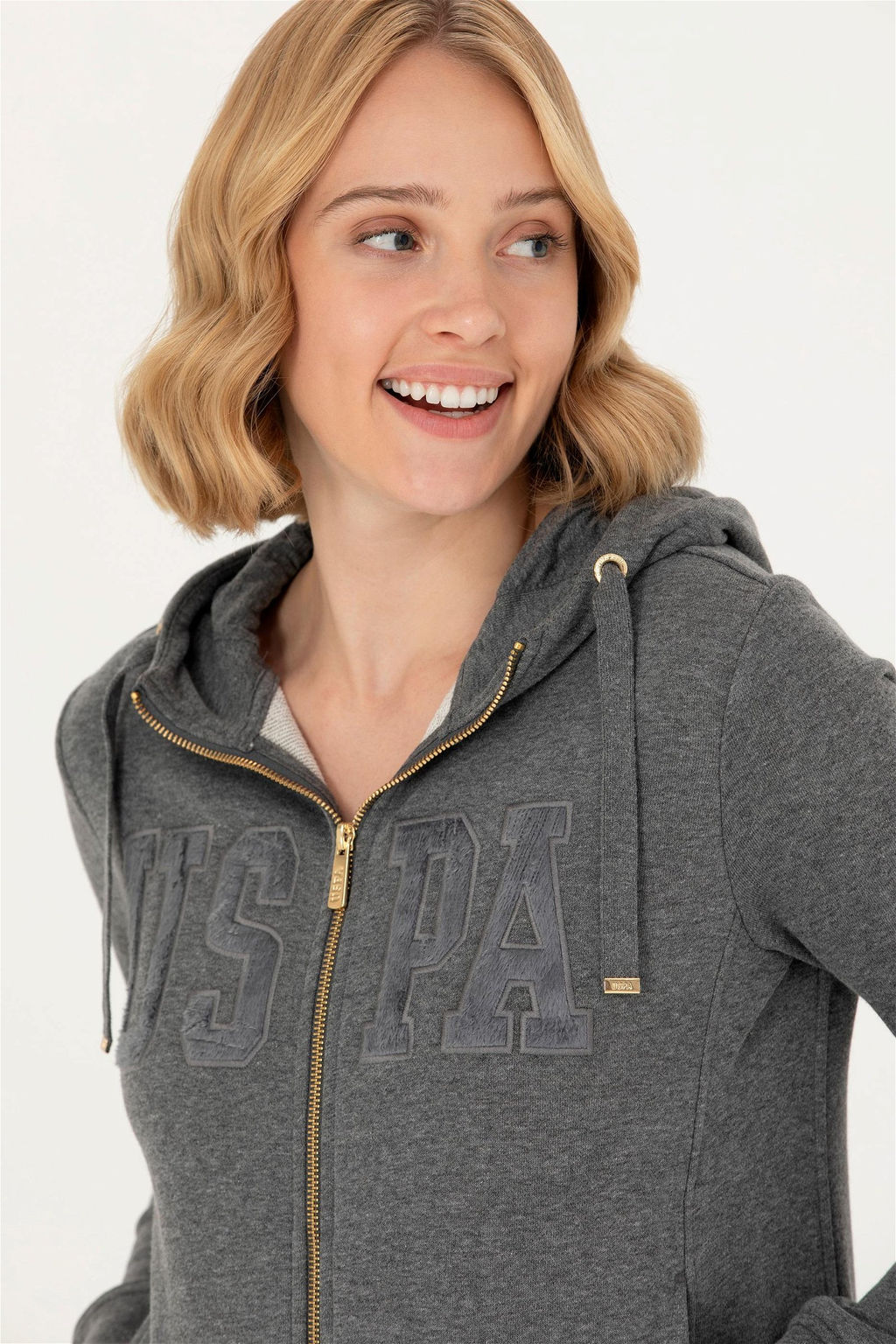 Женская базовая толстовка с капюшоном антрацитового меланжа Неожиданная скидка в корзине - U.s. polo assn фото 2