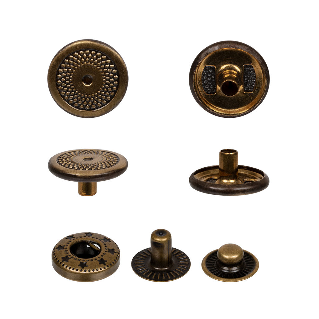 Кнопка Micron JK 006 металл нержавеющий сплав d 12.5 мм 36 шт. №12 шлифованная бронза