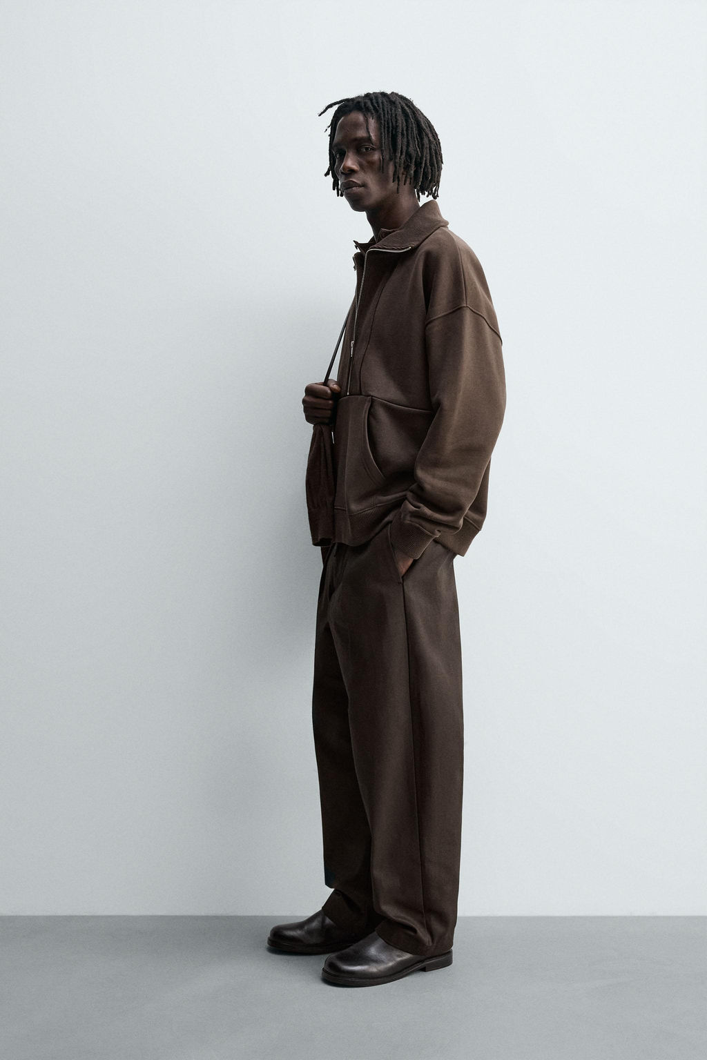 QUARTER-ZIP RIBBED SWEATSHIRT - Zara фото 4