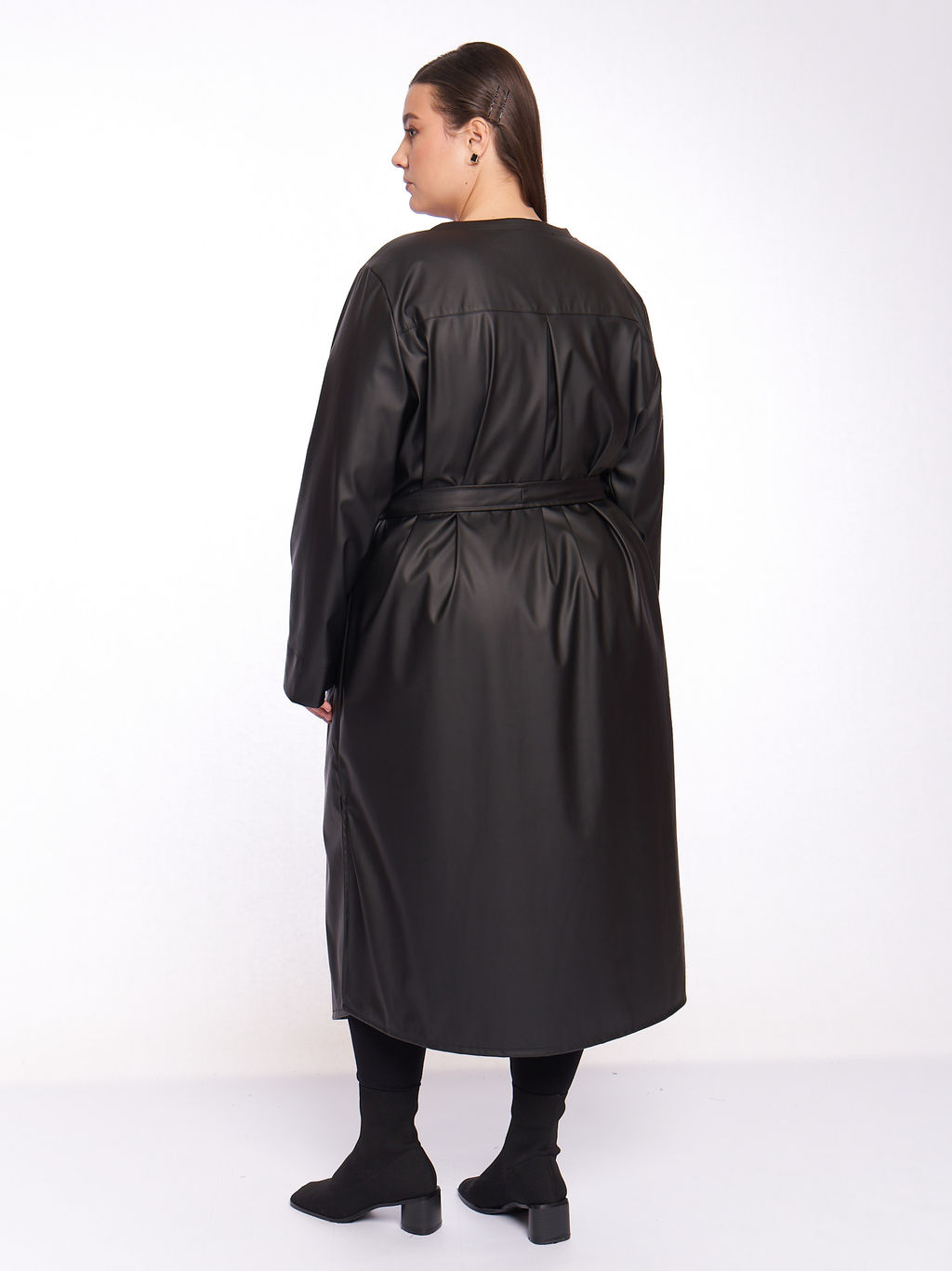 Кожаное пальто PL39309BLK01 - Артесса фото 8