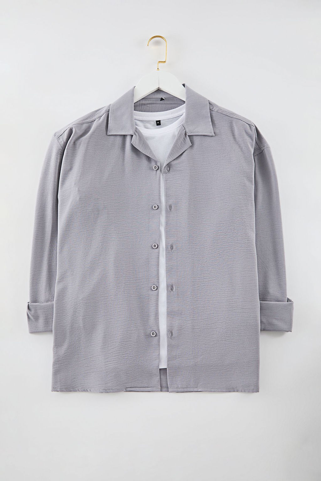 TRENDYOL MAN Beyaz Oversize Fit Apas Yaka Yazl?k Keten Gorunumlu Gomlek TMNSS23GO00053 - Trendyolmilla фото 76