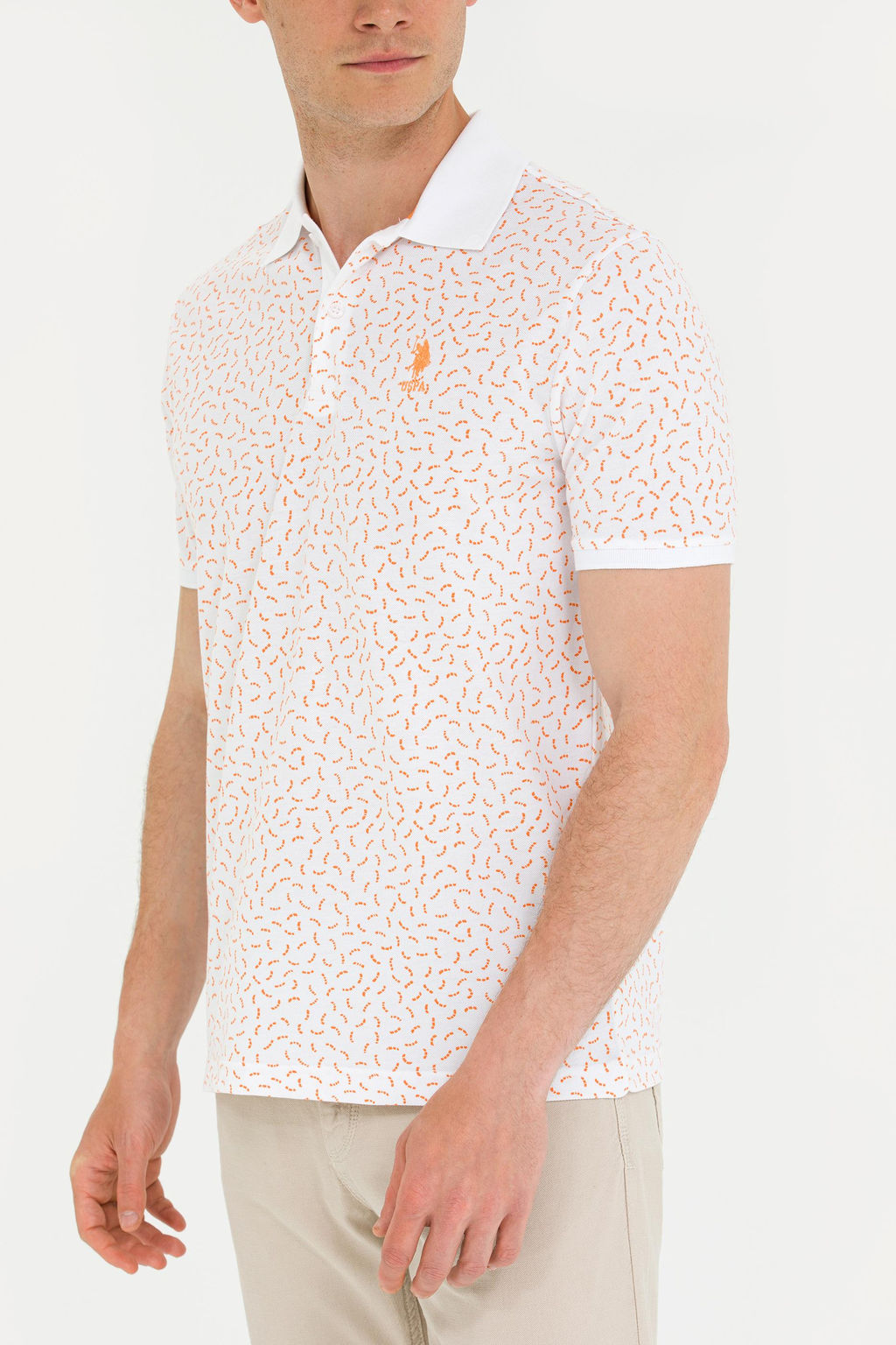 Мужская оранжевая футболка с воротником-поло - U.s. polo assn фото 20