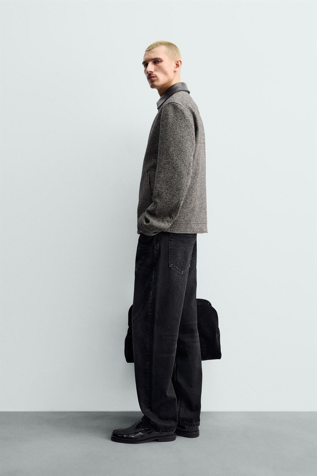 CONTRAST TEXTURED LEATHER JACKET ORIGINS - Zara фото 4