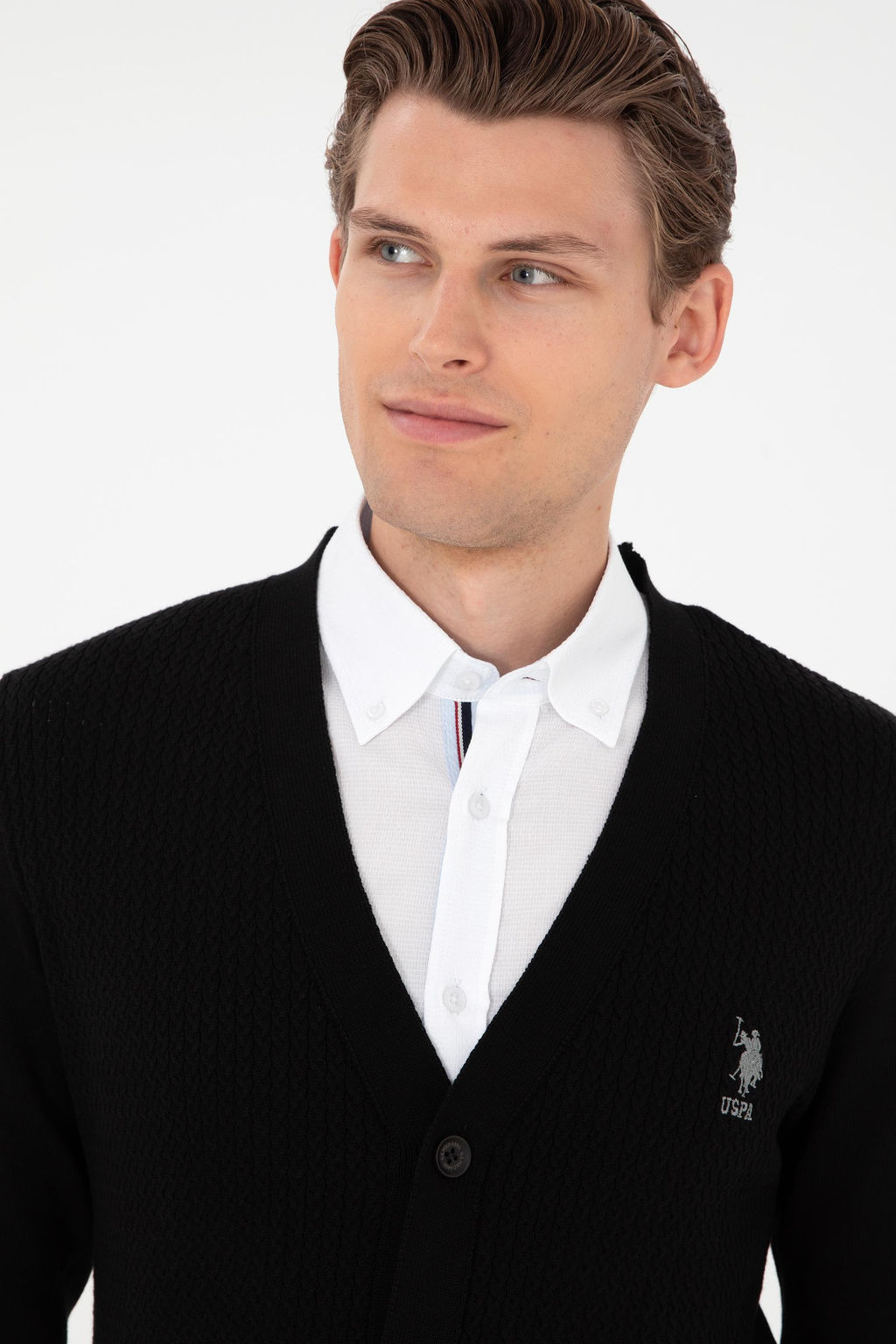 Мужской черный базовый трикотажный кардиган Неожиданная скидка в корзине - U.s. polo assn фото 2