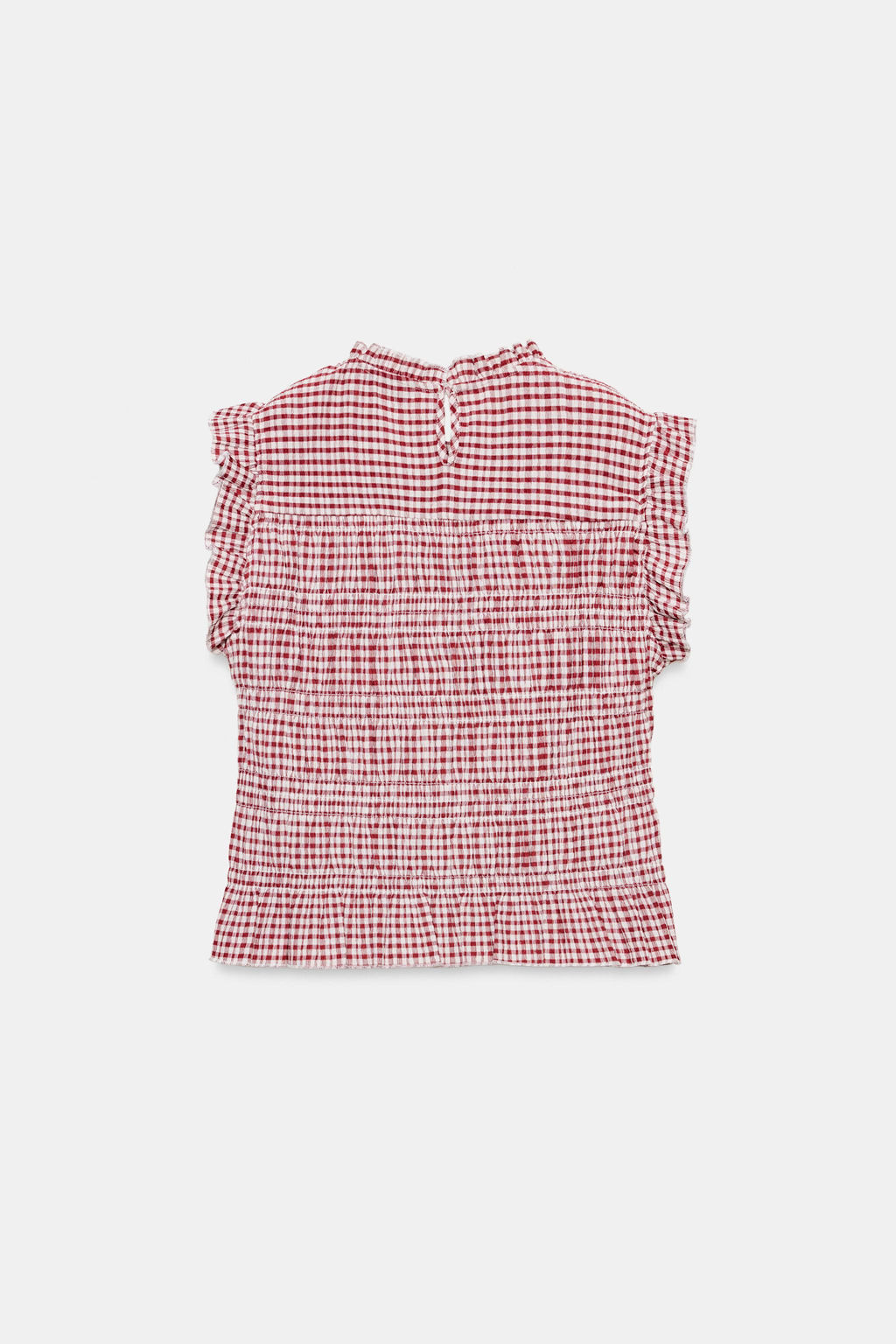 TOP NIDO DE ABEJA CUADRO VICHY / Crudo / Granate