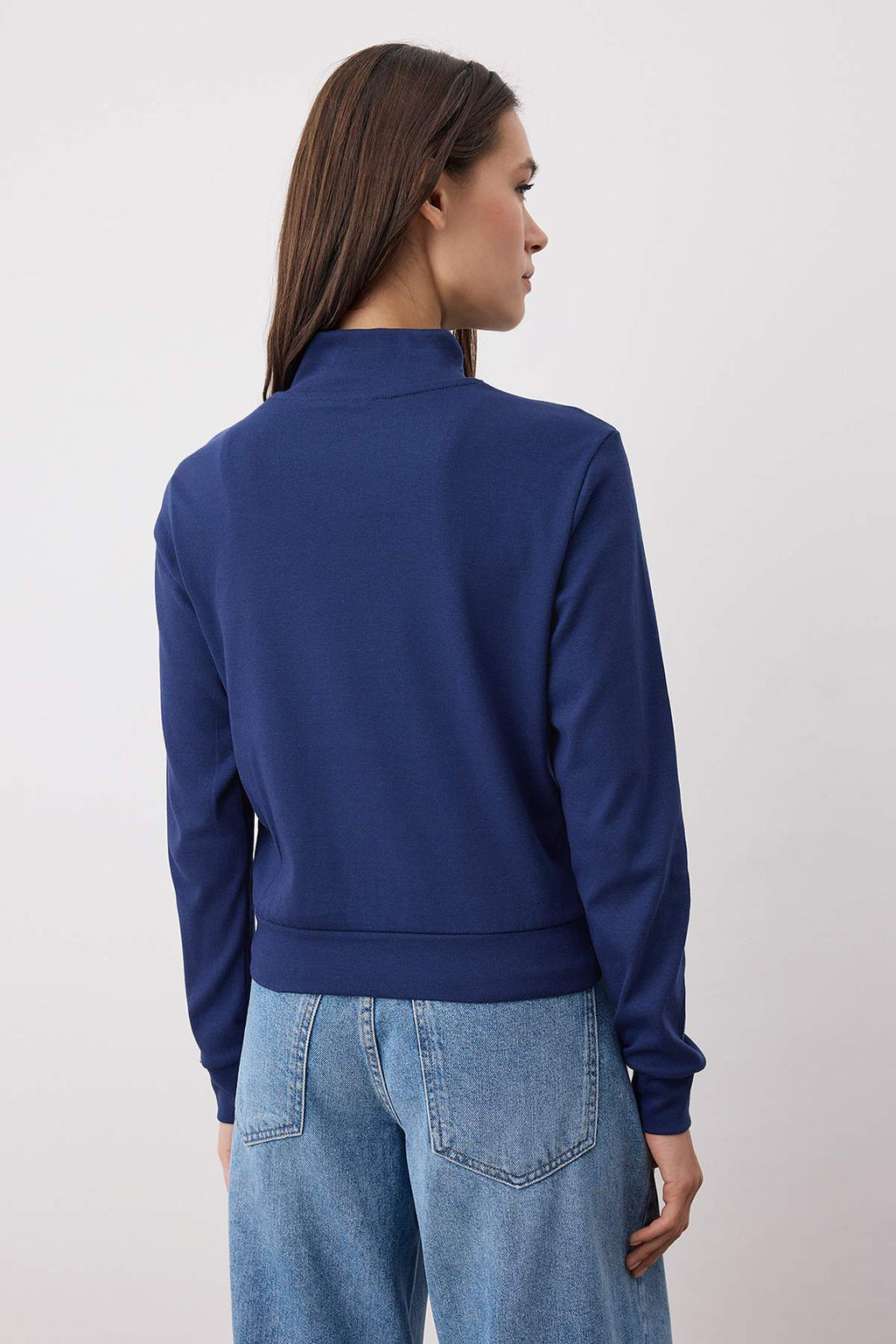 Lacivert Fermuarl? Slim/Vucuda Oturan Orme Sweatshirt TWOSS25SW00006 - Trendyolmilla фото 12