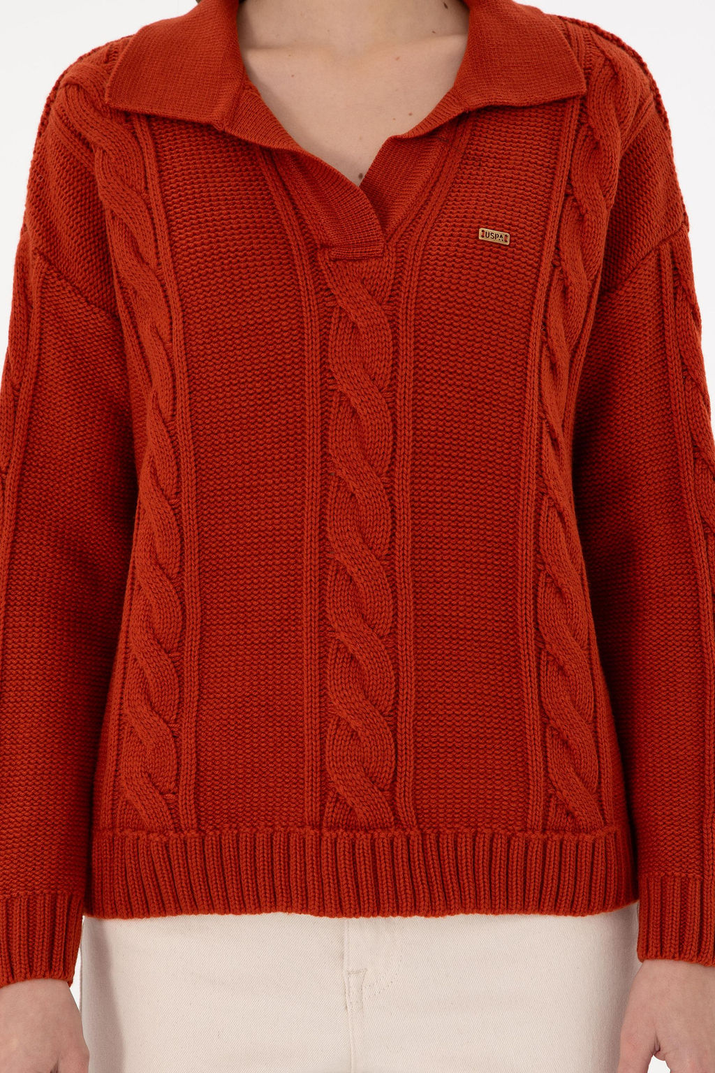 Женский свитер с воротником поло и плиткой Неожиданная скидка в корзине - U.s. polo assn фото 6