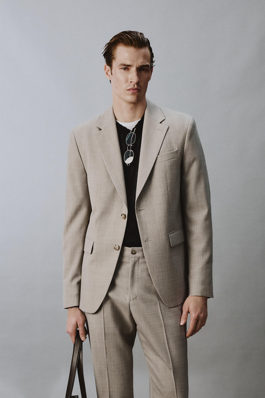 BLAZER TRAJE CONFORT CON LANA / Gris / Beige - Zara фото 2