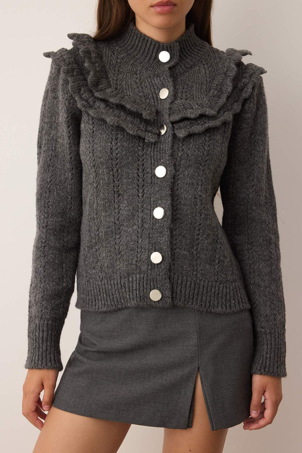 Antrasit Yumusak Dokulu F?rf?r Yaka Detayl? Triko H?rka TWOAW26HI00148 - Trendyolmilla фото 3