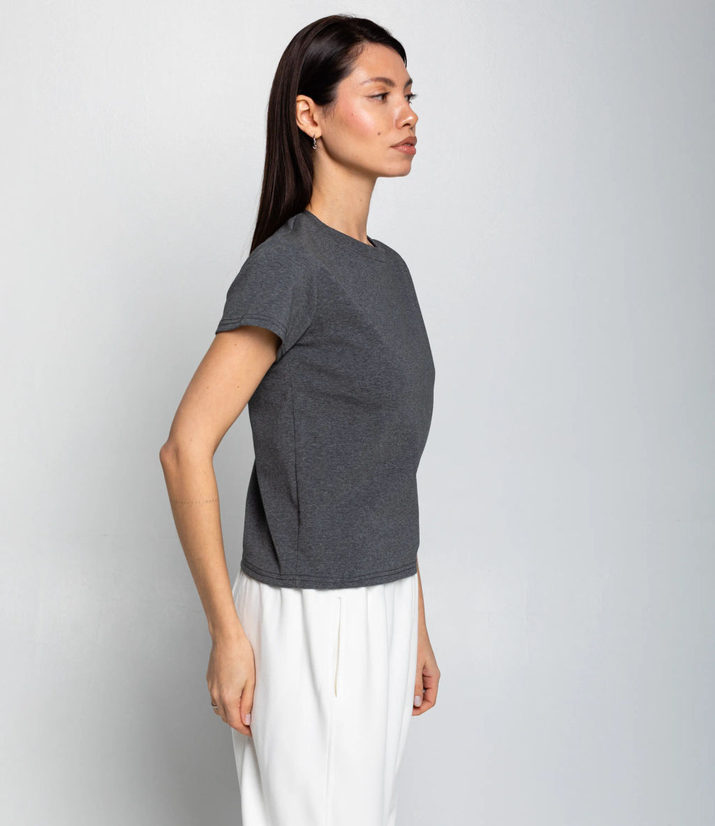 Футболка #КТ250361, тёмно-серый меланж - Dommod фото 2