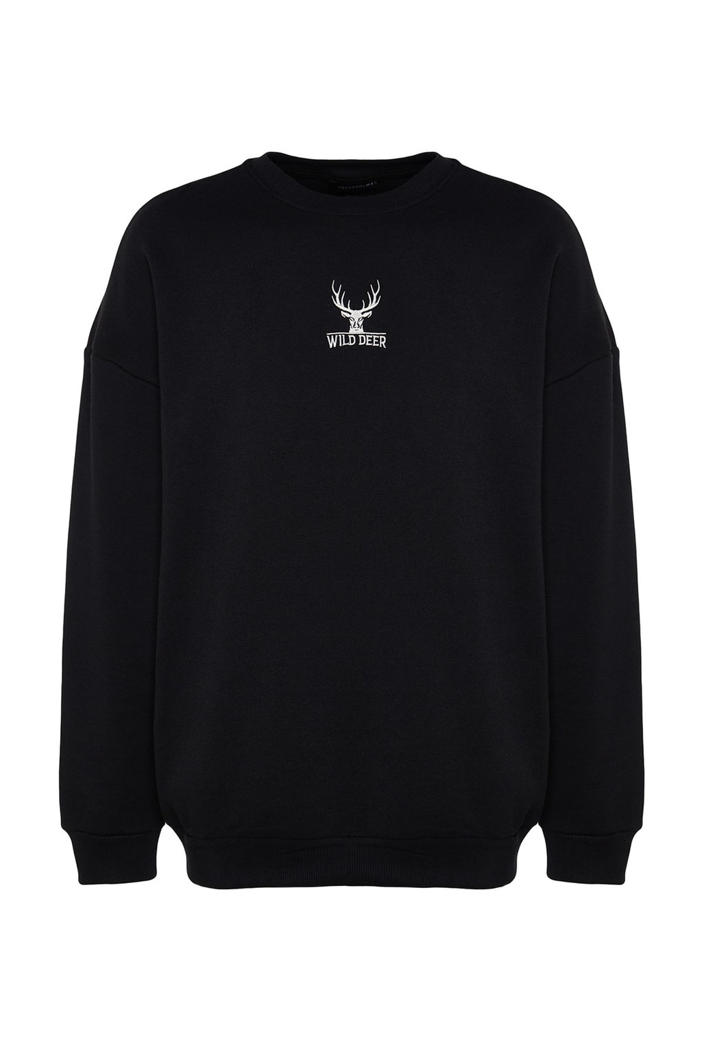 Siyah Oversize/Genis Kesim Uzun Kol Hayvan Nak?sl? Sweatshirt TMNAW24SW00169