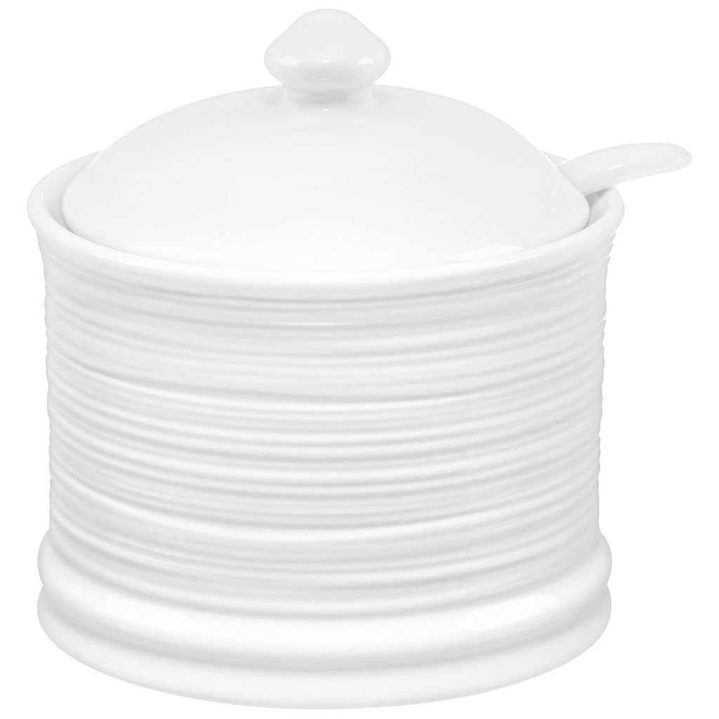 Сахарница 250 мл 9*9*10 см "Шелк" с ложкой, фарфор