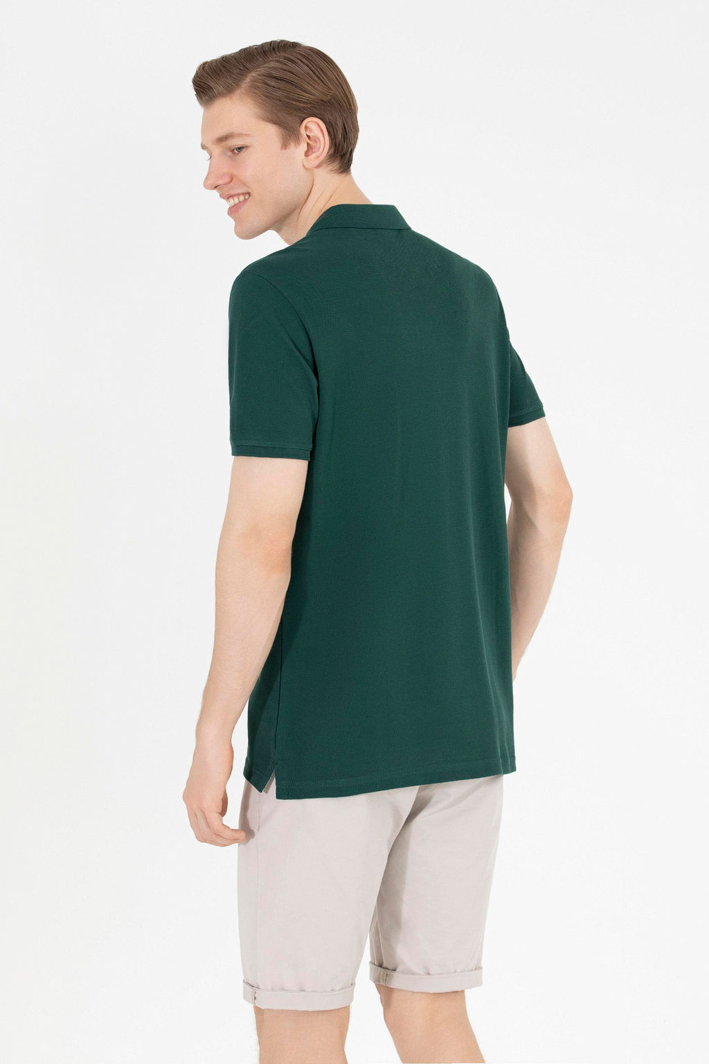 Мужская темно-зеленая футболка с воротником поло Basic - U.s. polo assn фото 6