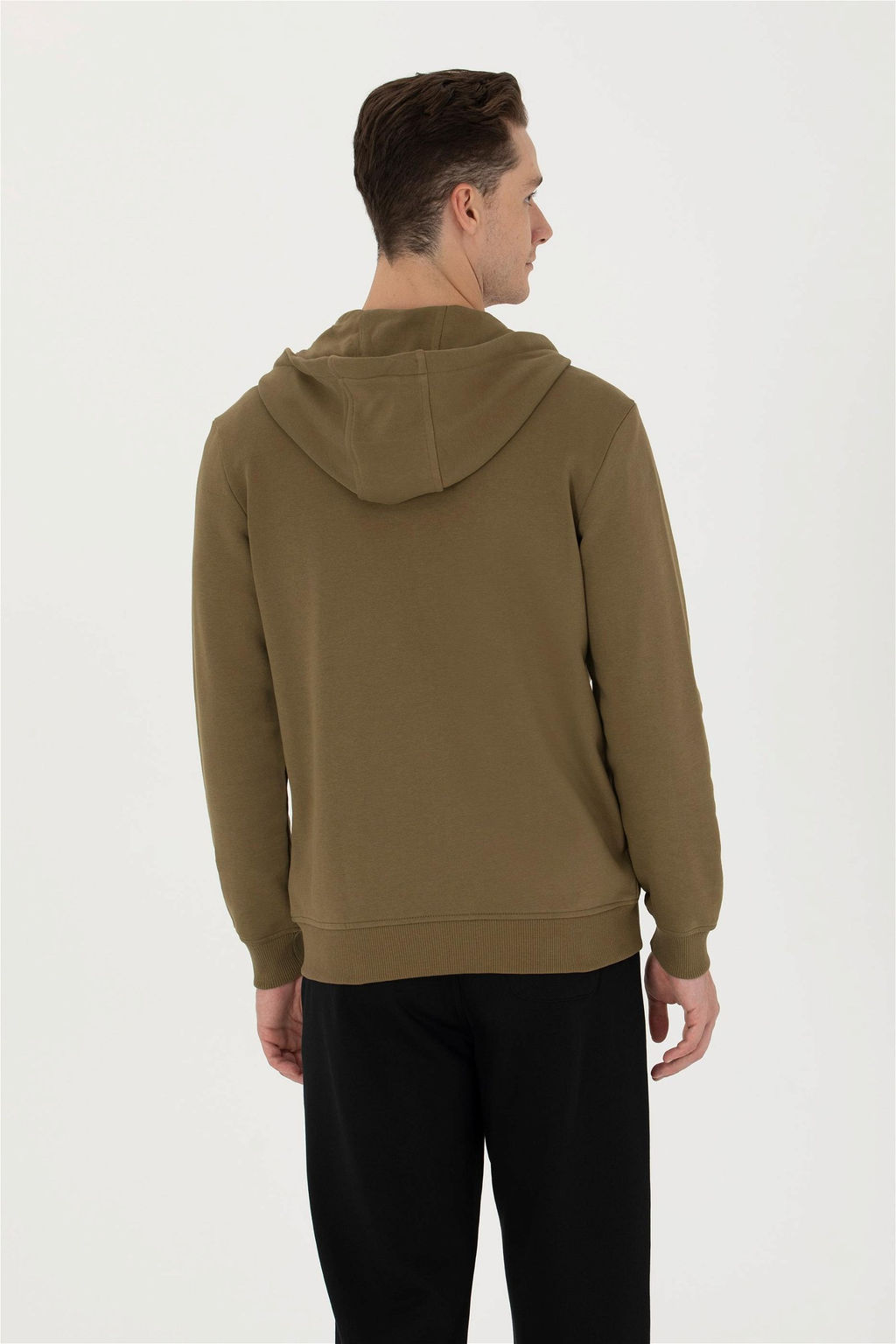 U. S. Polo Assn Мужской вязаный кардиган цвета хаки с капюшоном - U.s. polo assn фото 5