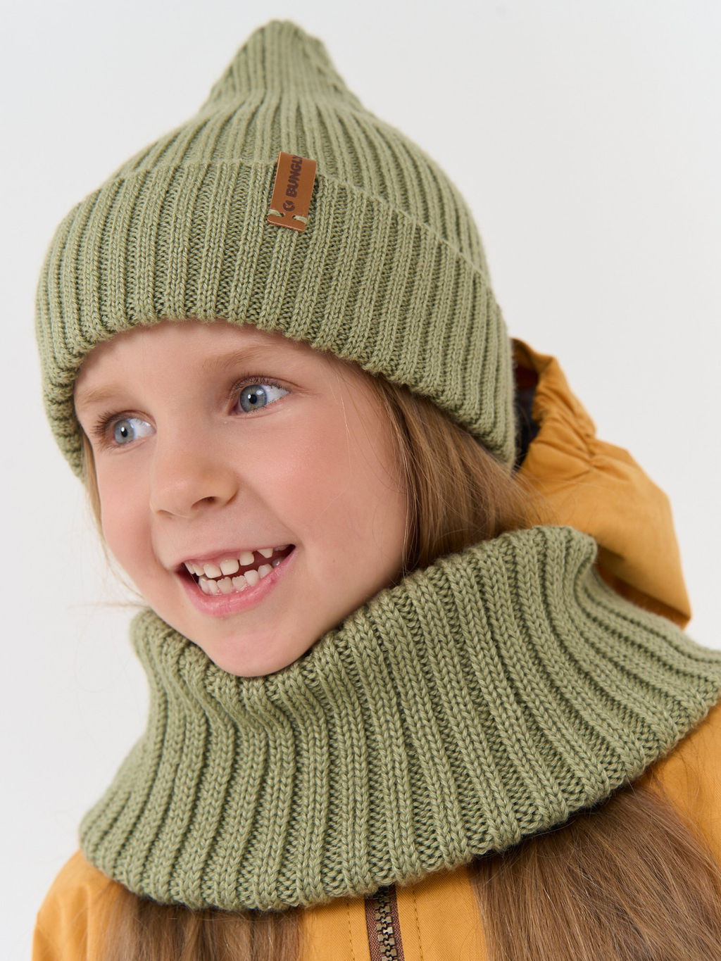 Снуд из смесовой шерсти Шалфей вертикальная вязка - Bungly фото 3