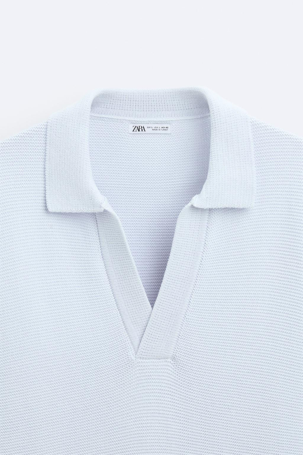 TEXTURED KNIT POLO SHIRT - Zara фото 8
