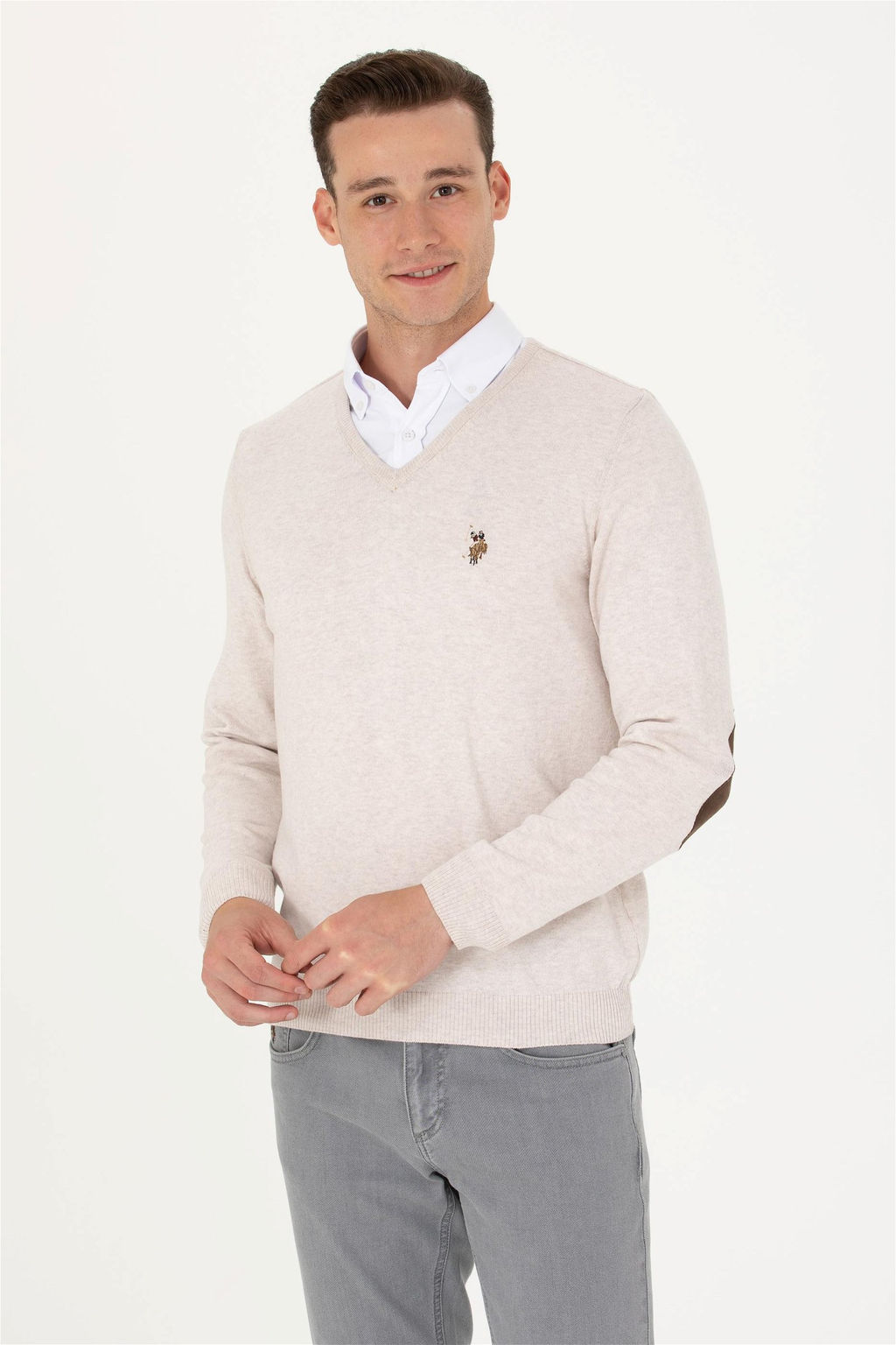 U. S. Polo Assn Мужской базовый свитер из каменного меланжа - U.s. polo assn фото 8