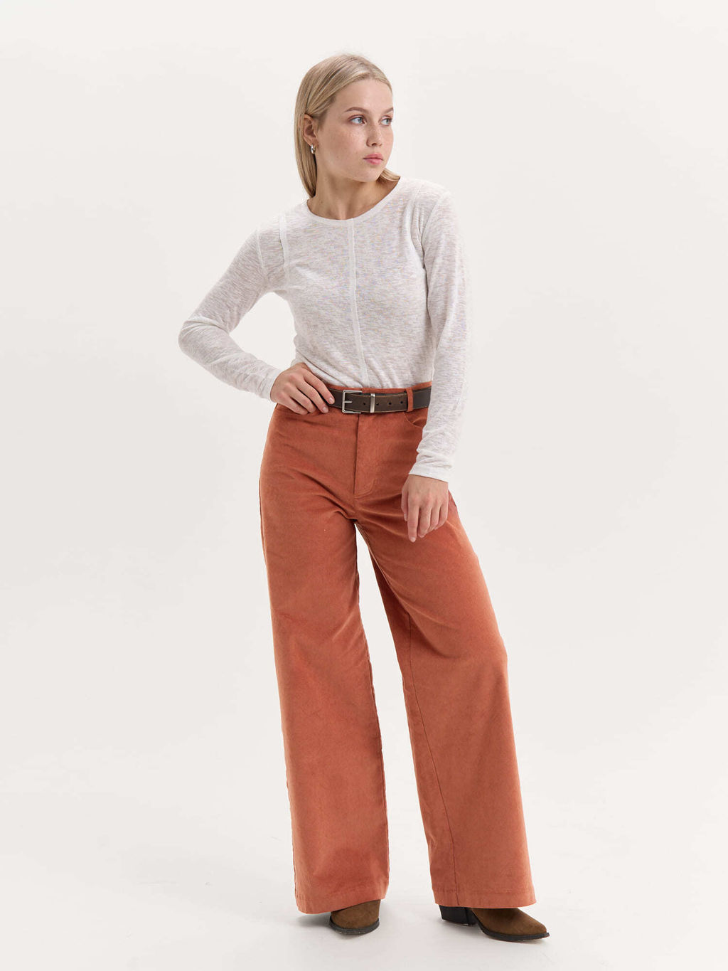 Брюки вельветовые "Терракот" женские