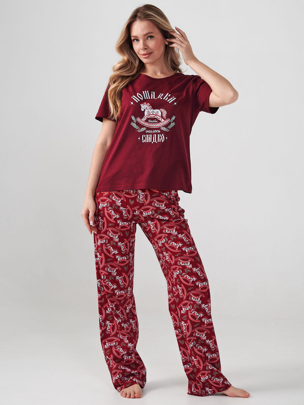 Пижама 100% хлопок женская Лошадка - Оптима фото 5