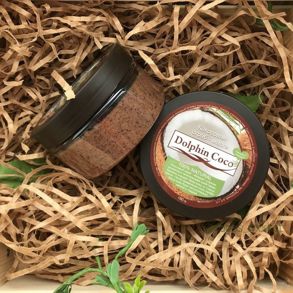 Кокосовый скраб с какао (160 гр) - Dolphin coco фото 6