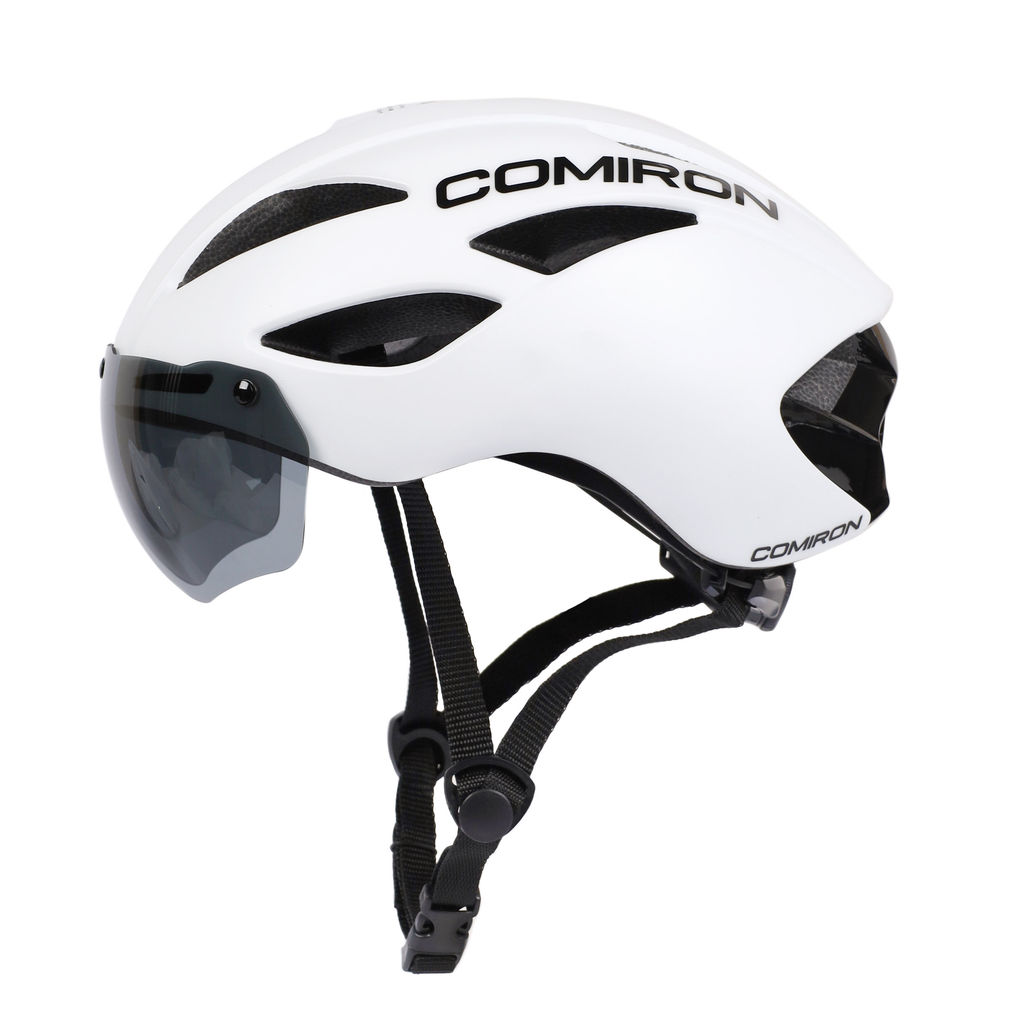 Шлем велосипедный с визором COMIRON. Цвет: White. Размер: L (58-62см) / MX-100T / уп 12 - ГалеонТрейд фото 7