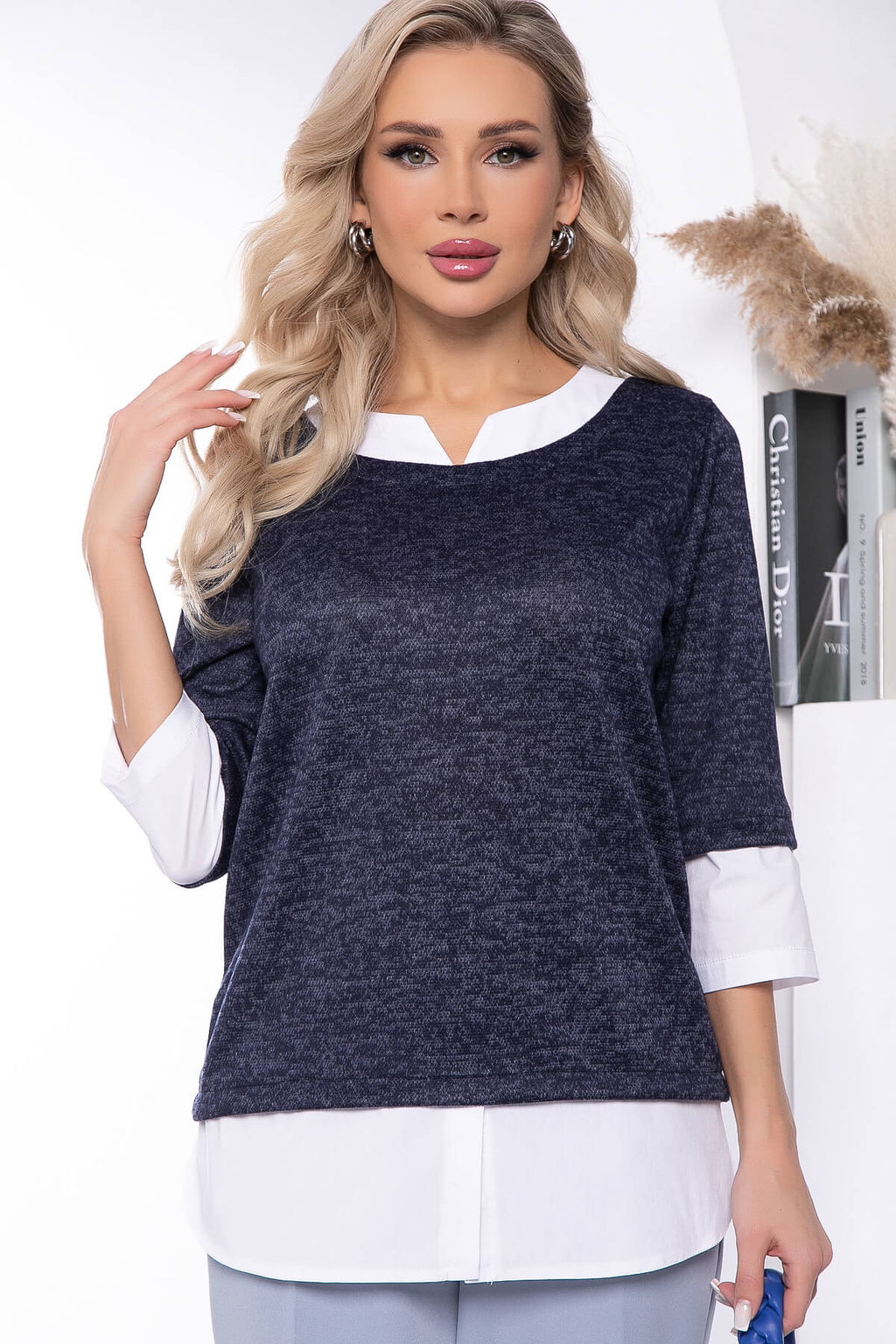 Джемпер Нежный акцент (темно-синий) Б7803 - Lt collection фото 4