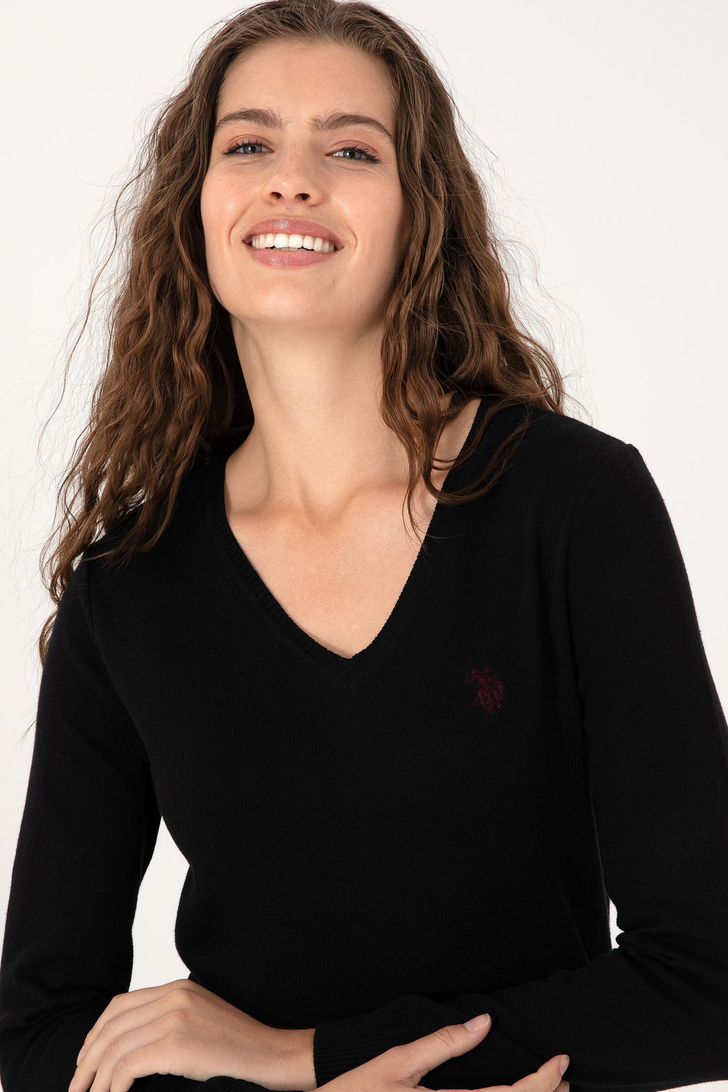 Kad_n Siyah V Yaka Basic Kazak Sepette S_rpriz _ndirim - U.s. polo assn фото 2