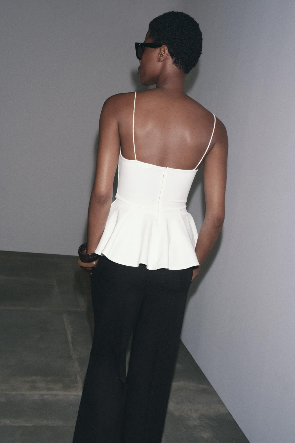 INTERLOCK PEPLUM STRAPPY TOP - Zara фото 3