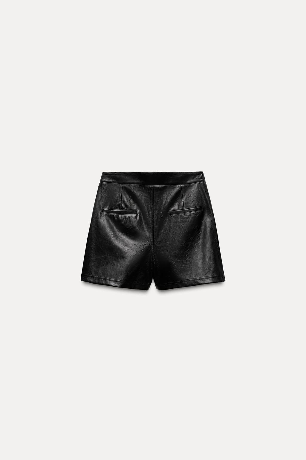 LEATHER EFFECT HIGH-WAIST BERMUDA SHORTS - Zara фото 6
