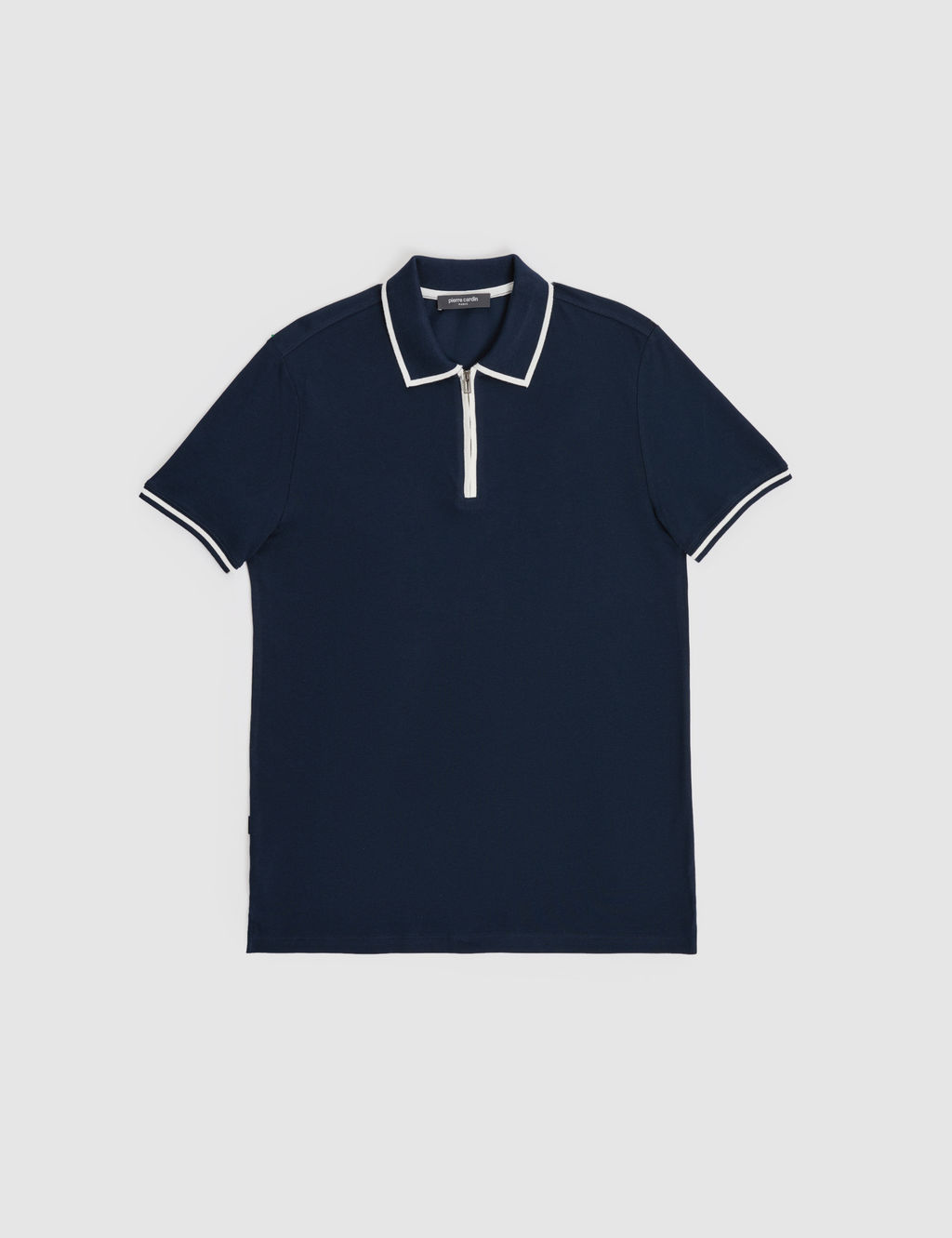 Lacivert Slim Fit %100 Pamuk Fermuarl_ Polo Yaka Ti__rt