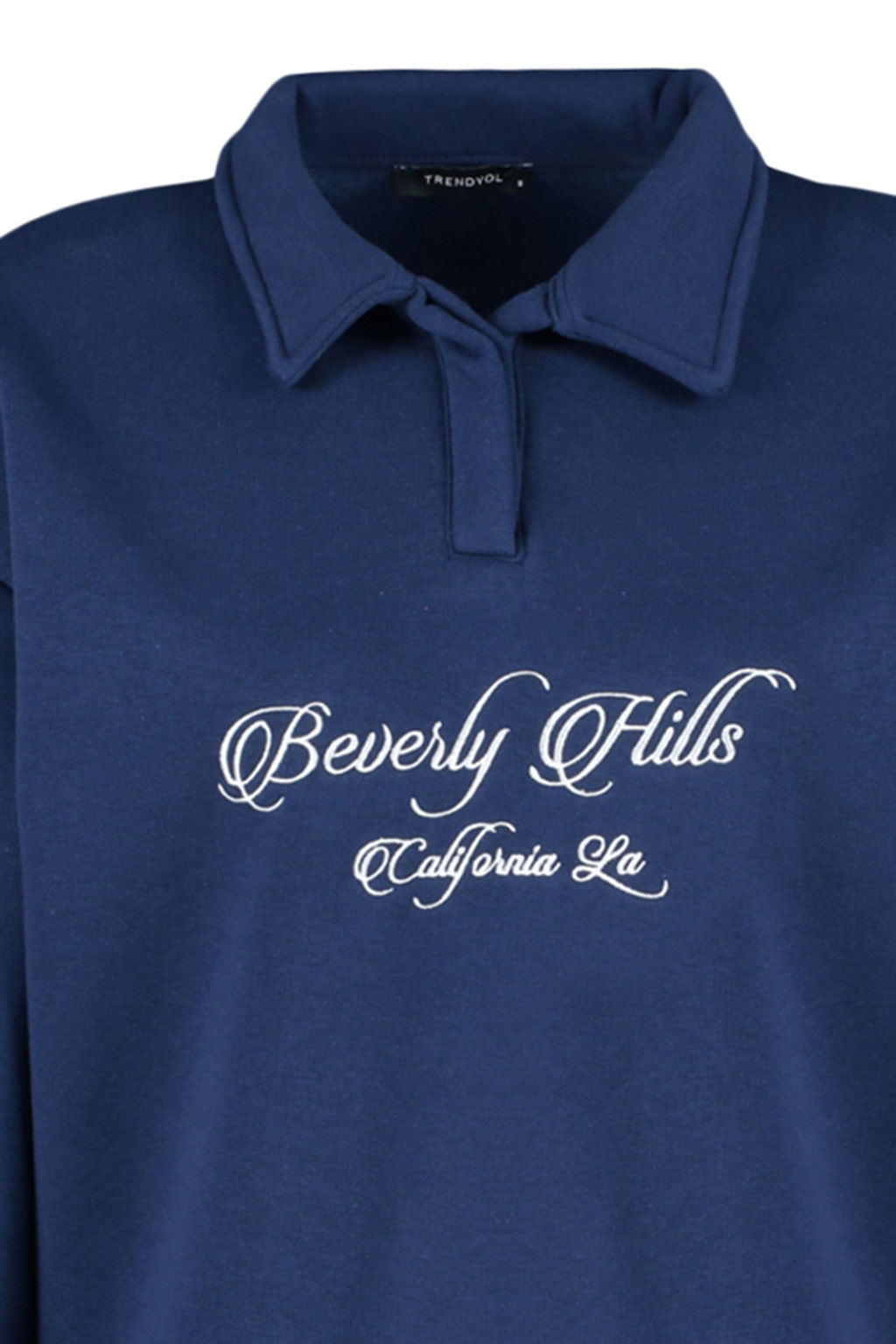 Lacivert Gomlek Yaka Nak?sl? Regular Fit Kal?n Ici Polarl? Orme Sweatshirt TWOAW24SW00182