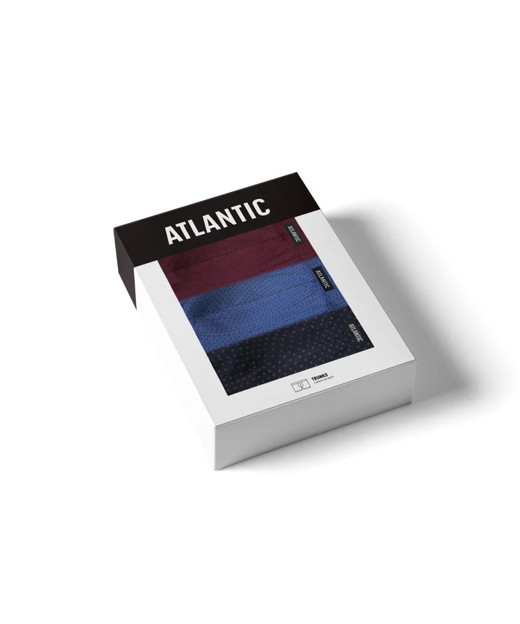 ATLANTIC 3MH-197 Трусы шорты Three Prints - набор 3 шт. голубой + темно-синий + каберне  фото 8